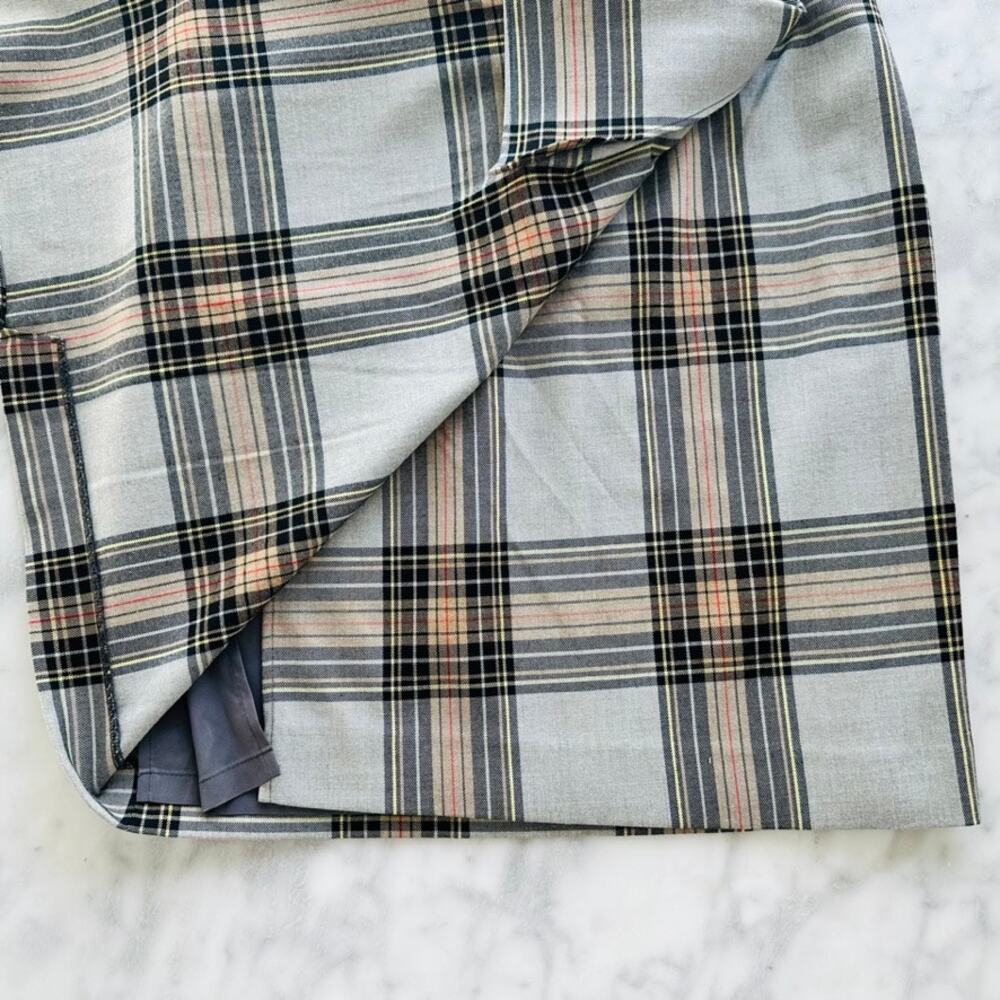 Etcetera Ladies Plaid Wrap Skirt Size 2 Contemporary Classic Grey Black Tartan - Picture 5 of 7